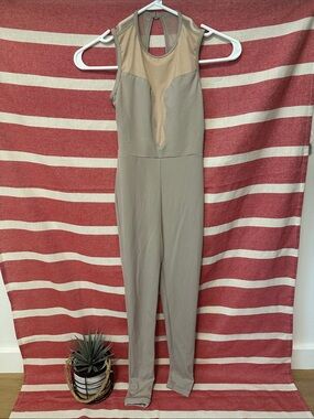 Dance Costume Girls Sleeveless Taupe Mesh Inserts
